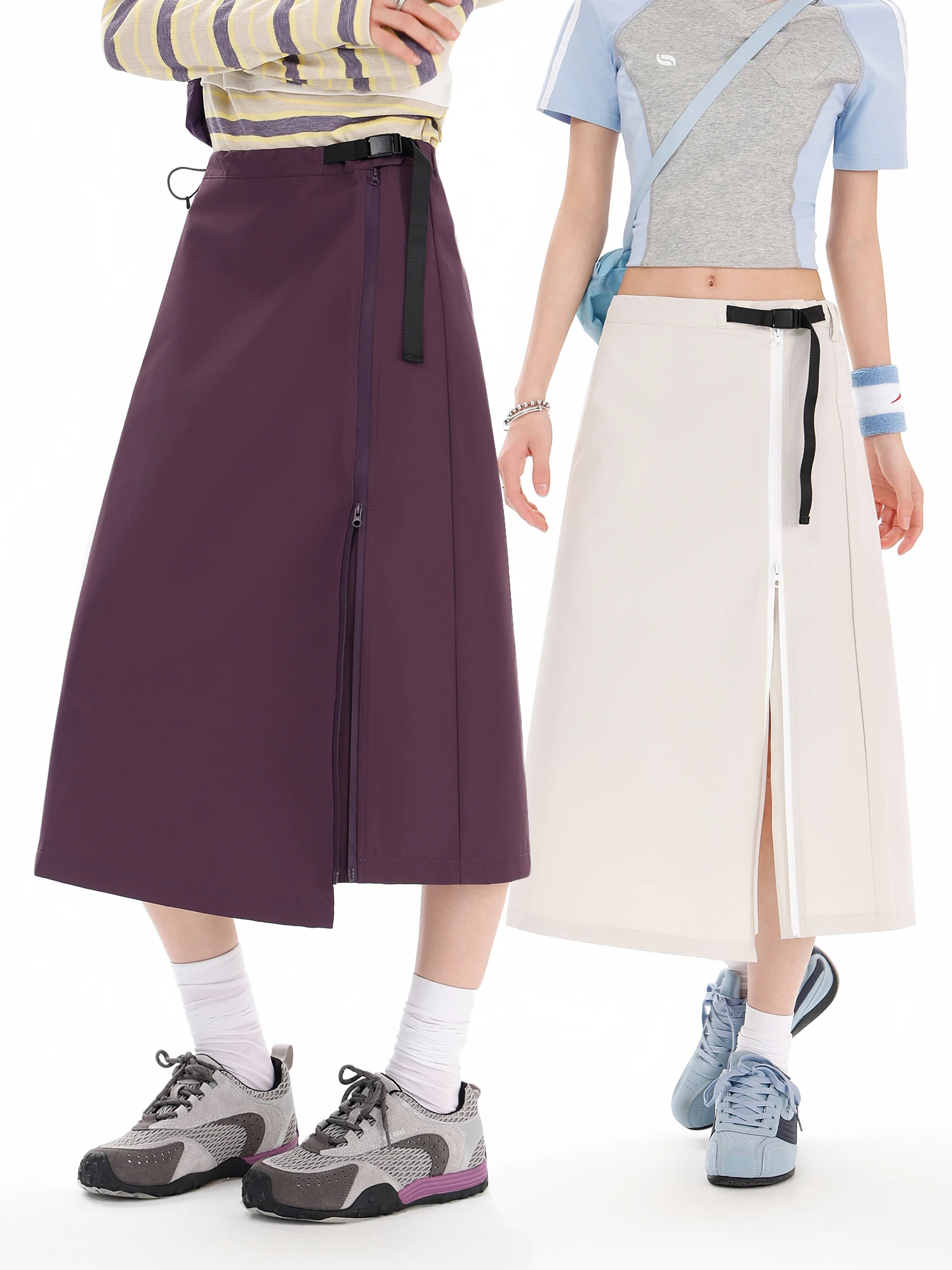 Women's Outdoor Adjustable Side-Zip A-Line Skirt – Elastic Waist, Quick-Dry & Breathable for Hiking, Camping & Casual Wear