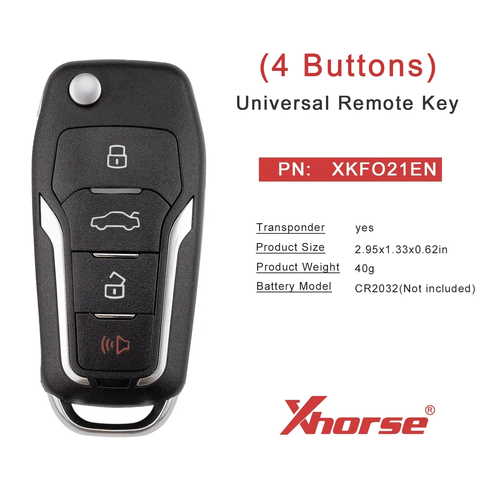 5PCS Xhorse XKFO21EN Universal Car Remote Key for Ford 2nd Generation Wire Remote Key 4 Buttons for VVDI MINI English Version
