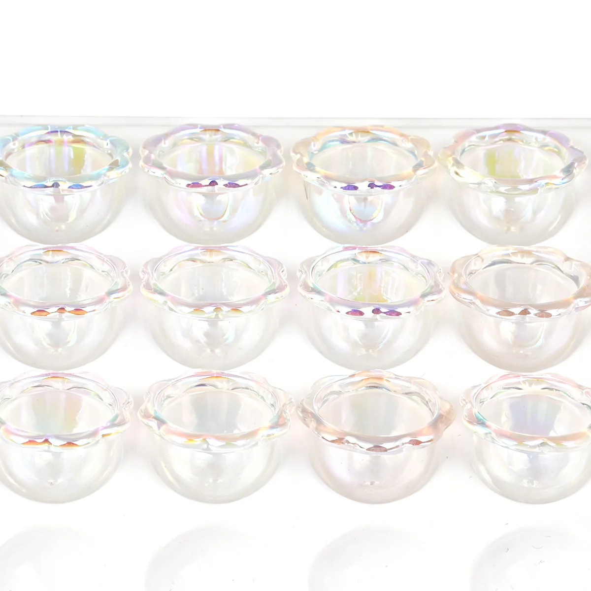 15/30pcs Transparent Scalloped Hemisphere Acrylic Loose Beads 15*24mm For DIY Bracelet Necklace Hair Accessories Craft Making