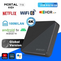 Android 14 TV Box Mortal T1S Voice Control TV Box 4K Free Live TV AllwinnerH313 Netflix YouTube Wifi6 Bluetooth Chromecast