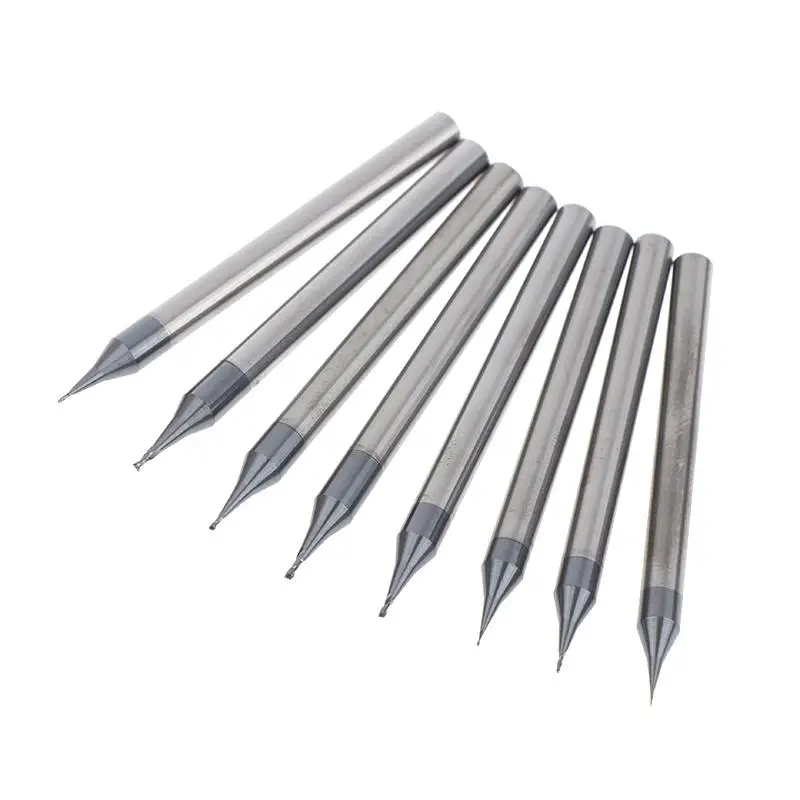 1Pcs Micro Carbide Flat End Mill 4mm Shank Milling Cutter CNC Engraving Bit 0.2-0.9mm Metal Shank Cutting Tools