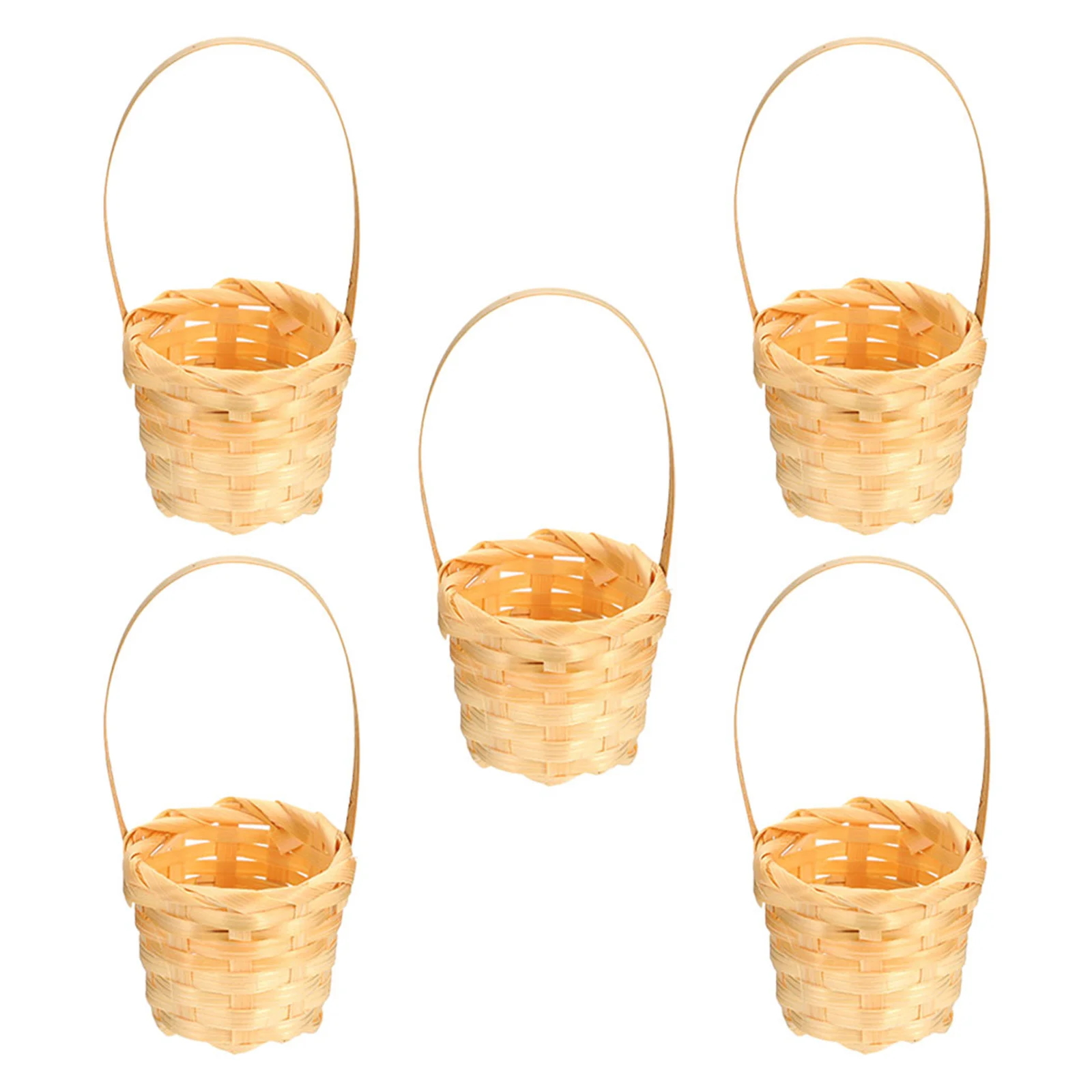 

5Pcs Hand Woven Small Bamboo Basket Mini Flower Basket Rustic Storage Organizer for Wedding Gift Decoration Party Supplies