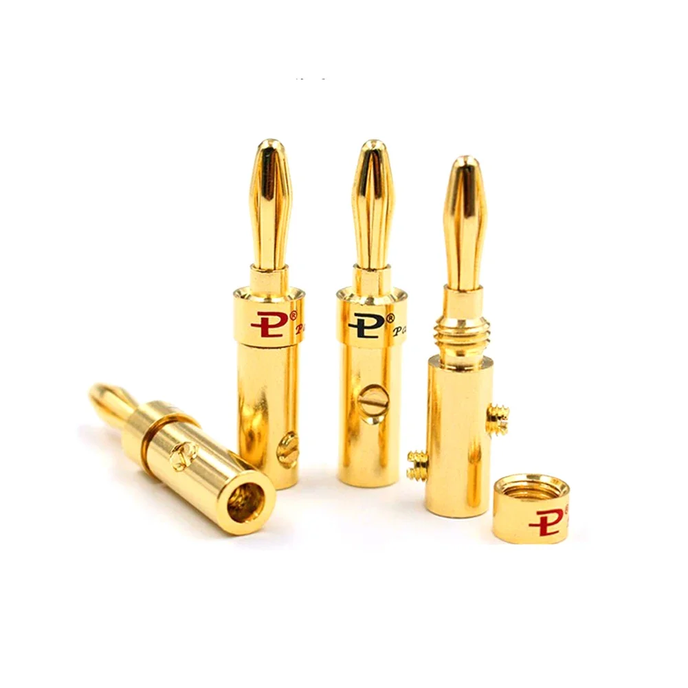 Hifi Palic 20pcs audio 4mm 24K high quality banana plugs copper Gold plated speaker cables Wire Pin Banana Plug Connectors