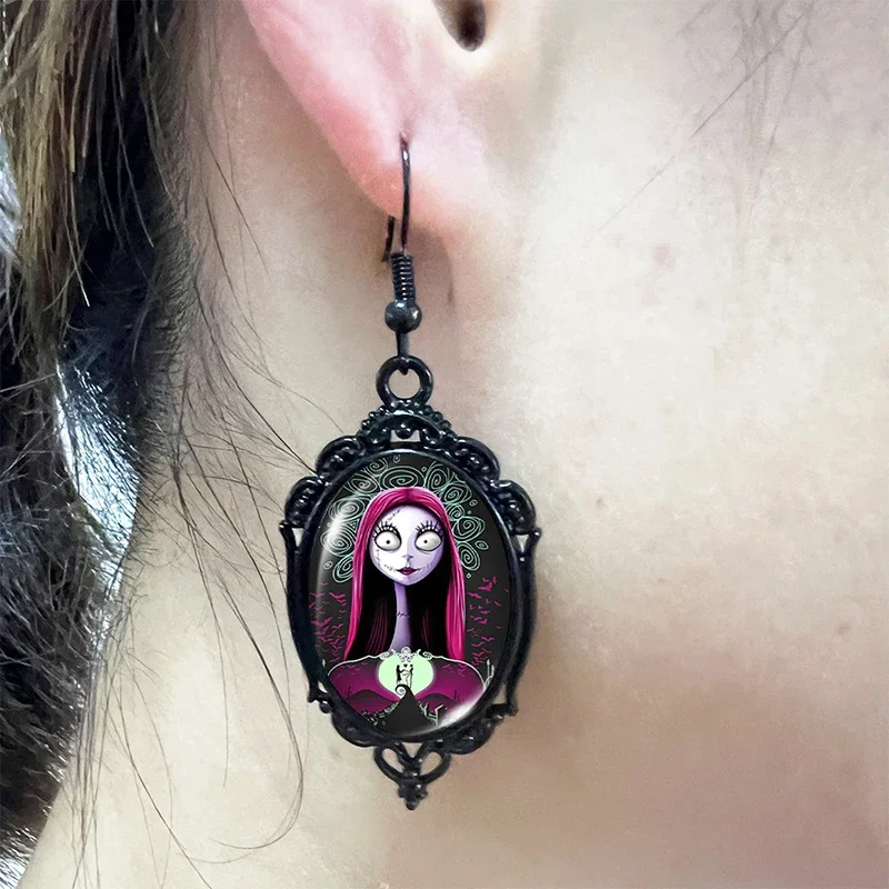 Disney Nightmare Before Christmas Earrings Jack Skellington Sally Cartoon Jewelry Accessories Pendant Ear Studs Women Girls Gift