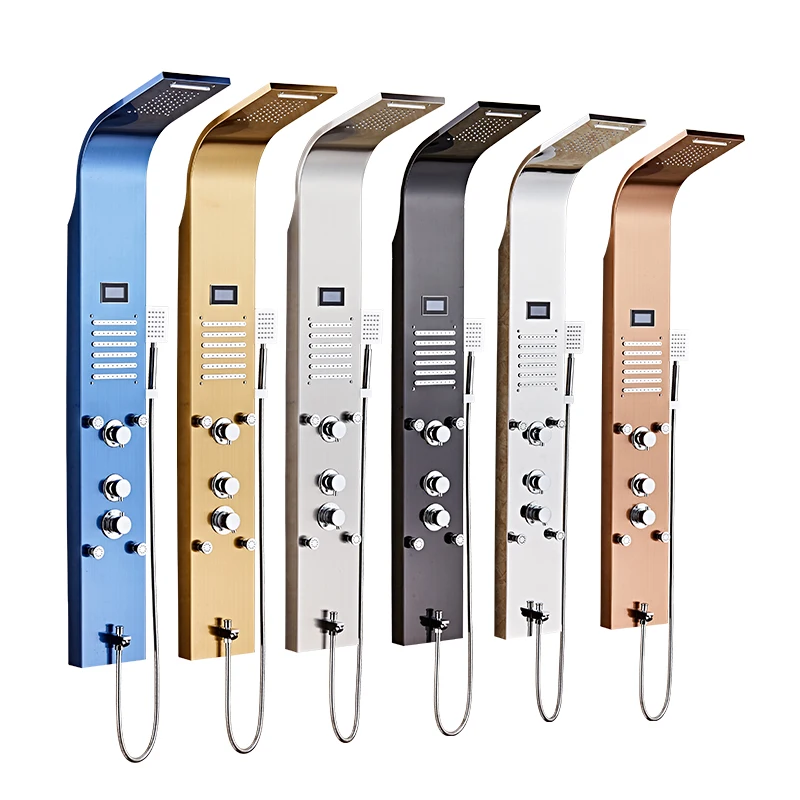 لوحة شلال الاستحمام المصقول ، طائرات تدليك الجسم ، سبوت الحوض ، مجموعة رذاذ اليد ، مجموعة لوحة دش البرج