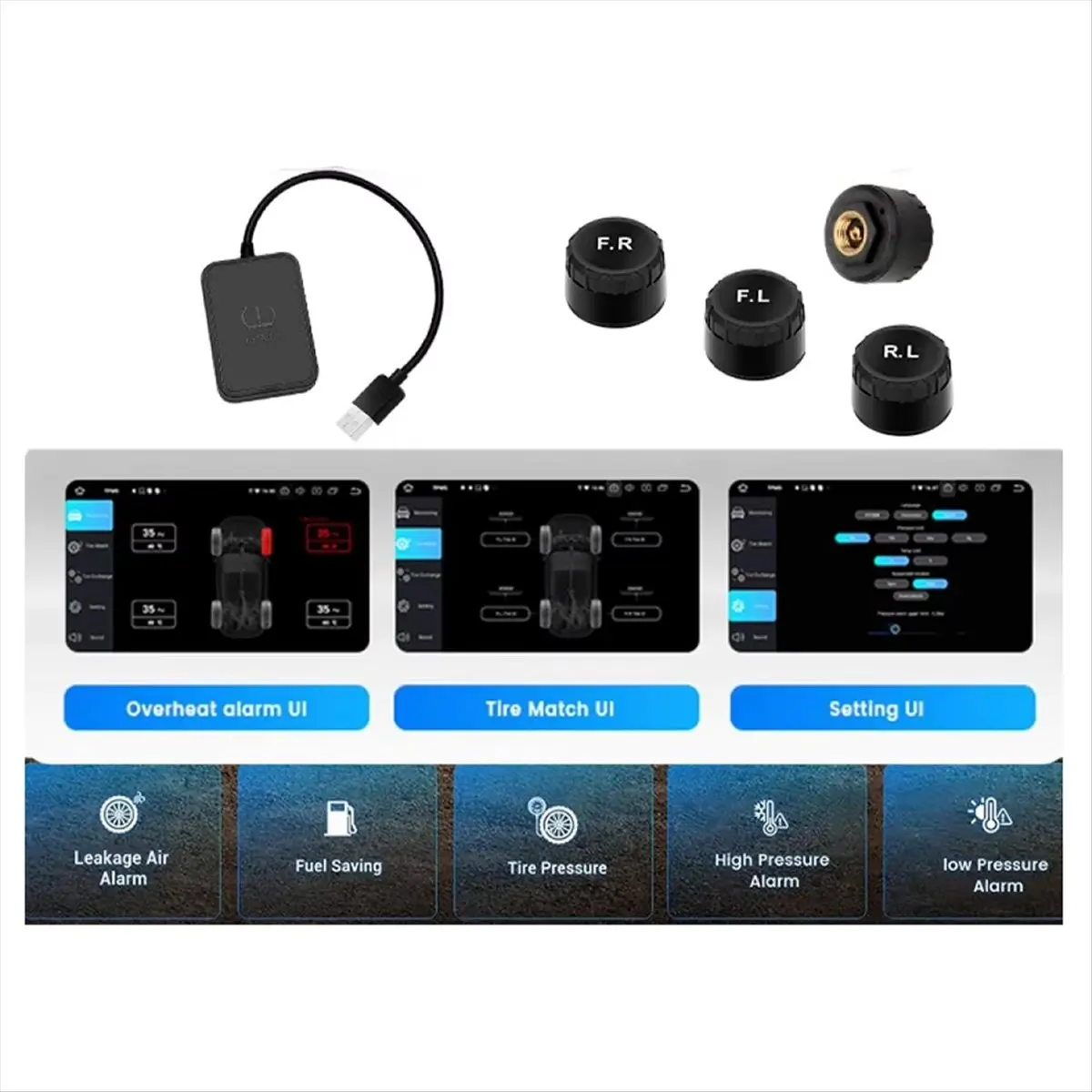 Super Sale Car External Tire Pressure Sensors for Android Navigation Screen TPMS Tire Pressure Monitoring System