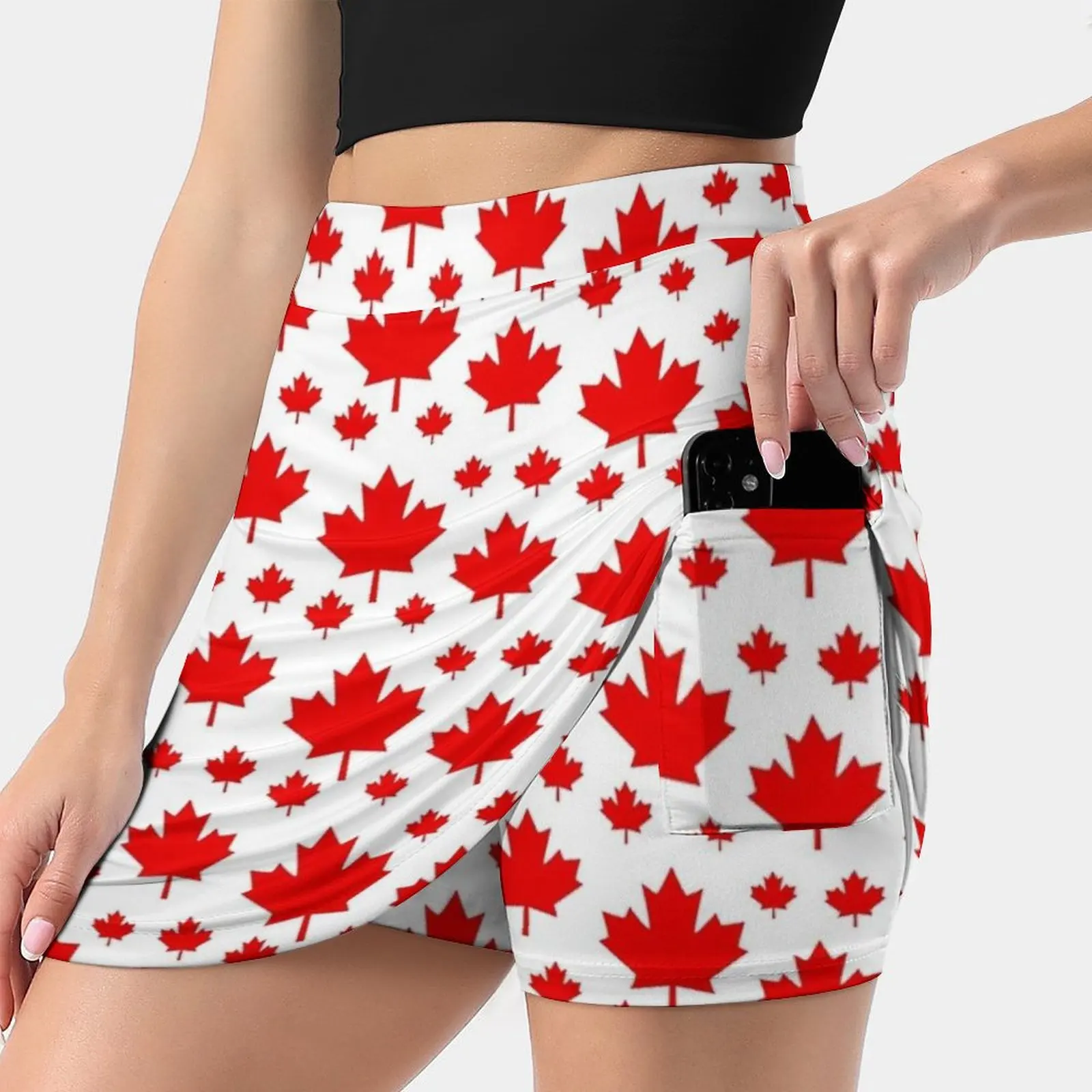 Canada Maple Leaf Flag Emblem Women's skirt Mini Skirts A Line Skirt With Hide Pocket Canada Canadian Sports Toronto Vancouver