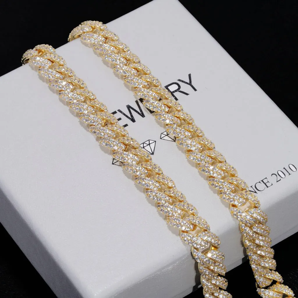 10mm Diamond Cuban Link Chain White Gold/18K Gold Plated Bling 5A+ CZ Necklace Rapper Hip Hop Luxury Jewelry for Men and Women