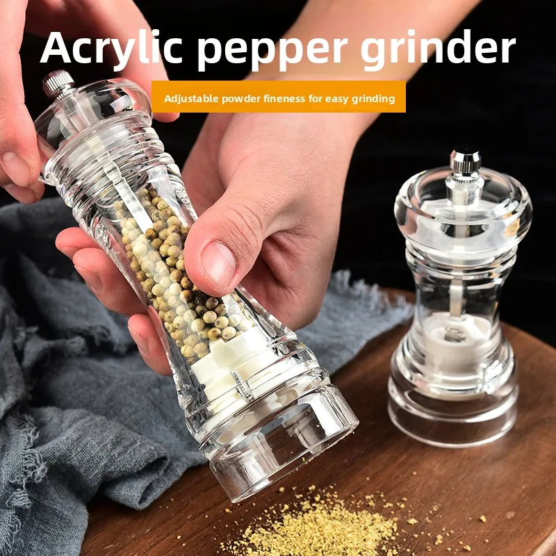 Pepper Grinder Acrylic Salt And Pepper Shakers Adjustable Coarseness By Ceramic Rotor Kitchen Accessories Salt And Pepper Shaker