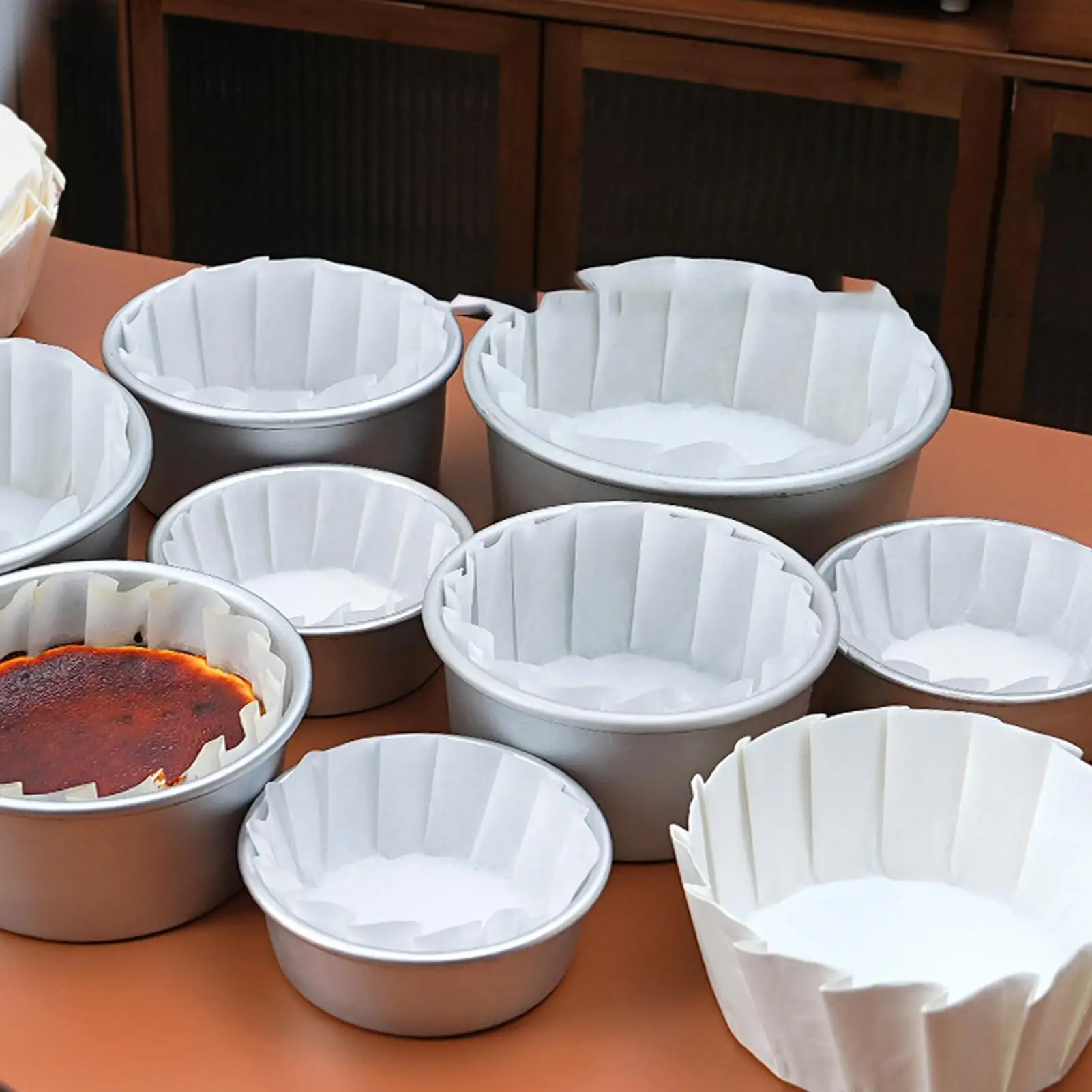 50Pcs 4/6/8inch Kitchen Use Baking Nonstick Papers Cake Wrap Disposable Basques Cake Paper Oilproof Cupcake Liner