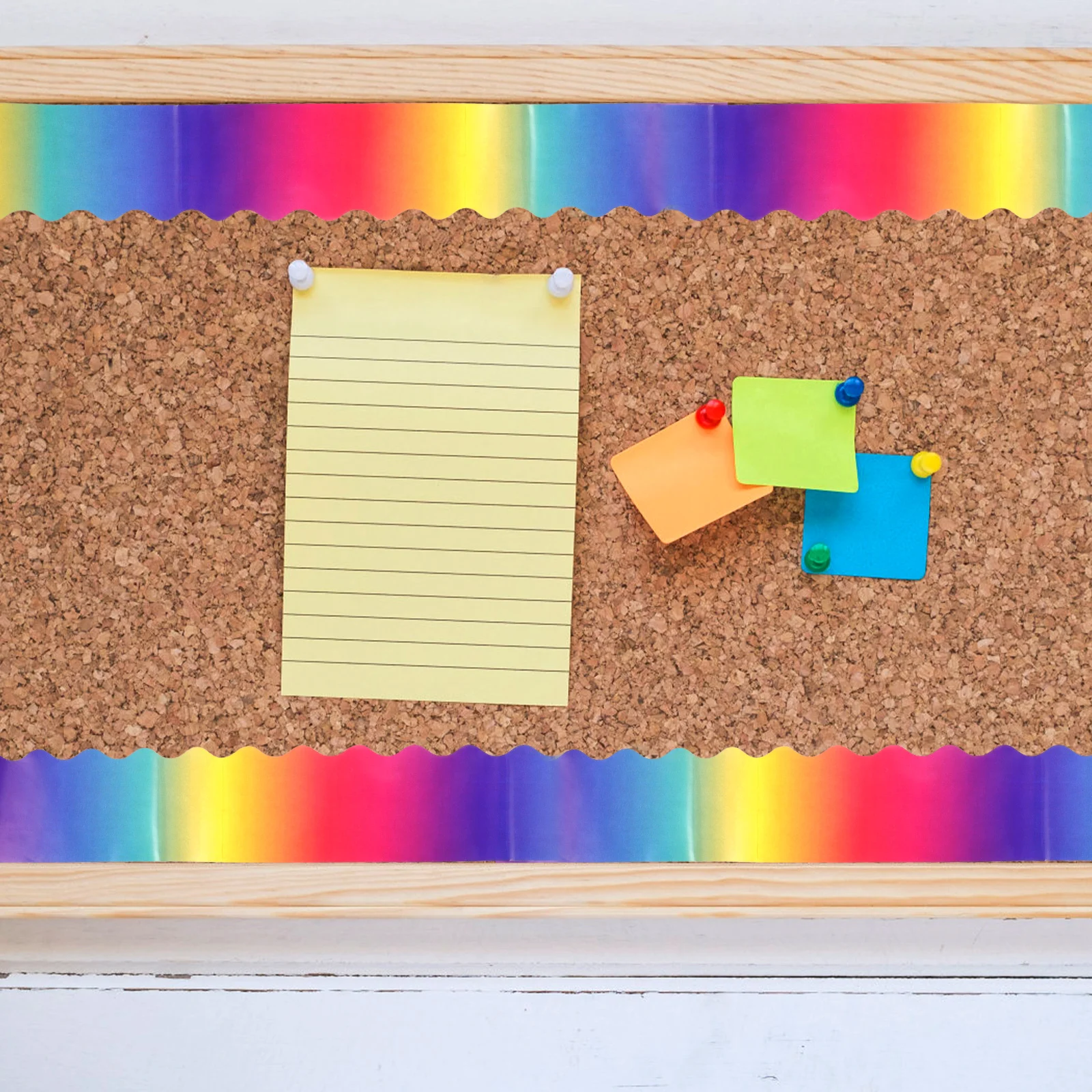

Gradient Rainbow Stickers Bulletin Board Decorations Replaceable Copper Plate Trim Borders