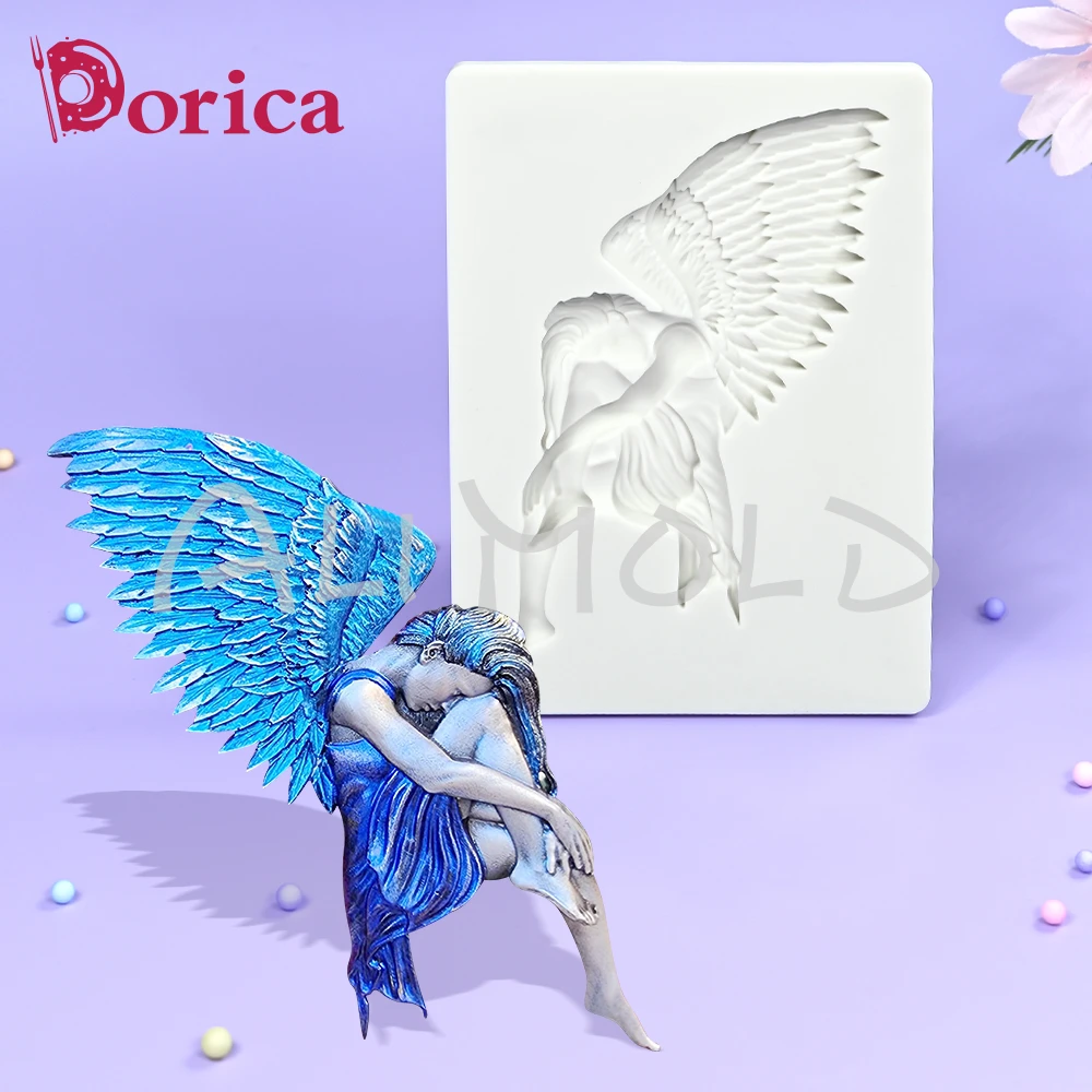 Skrzydła anioła tłoczony silikon formy Fondant czekoladowy formy DIY glina żywiczna tworzenia modelu ozdoby do dekorowania tortu naczynia kuchenne do pieczenia