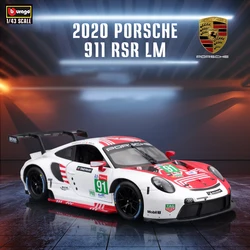 Bburago-ポルシェ911車モデル,合金車のおもちゃ,rsr lm 2020,weisach,レーシングカー,スケール1:24,ギフト,コレクション