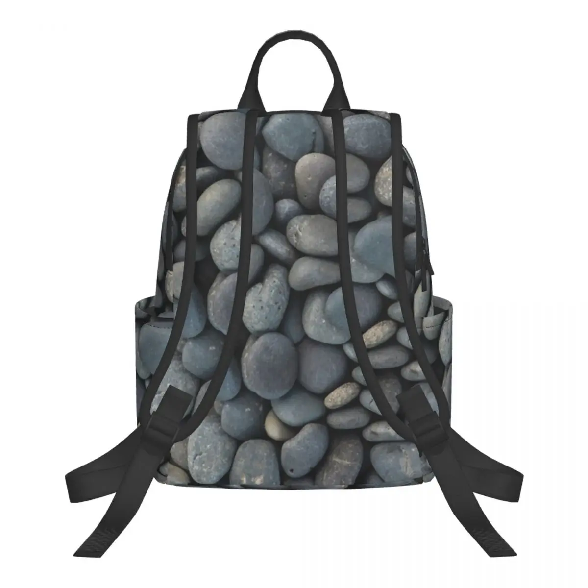 Gray River Stone Pebbles River Rock Student Backpack School Bag Hiking Travel Daypack for Boys Girls Bookbag Shoulder Bags