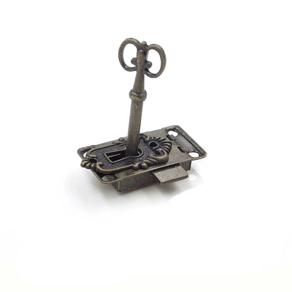Vintage Style Cabinet Door Lock Set For 2 Pieces with Keys for Wooden Boxes Drawers Cabinets Decorative Cover in Antique Bronze