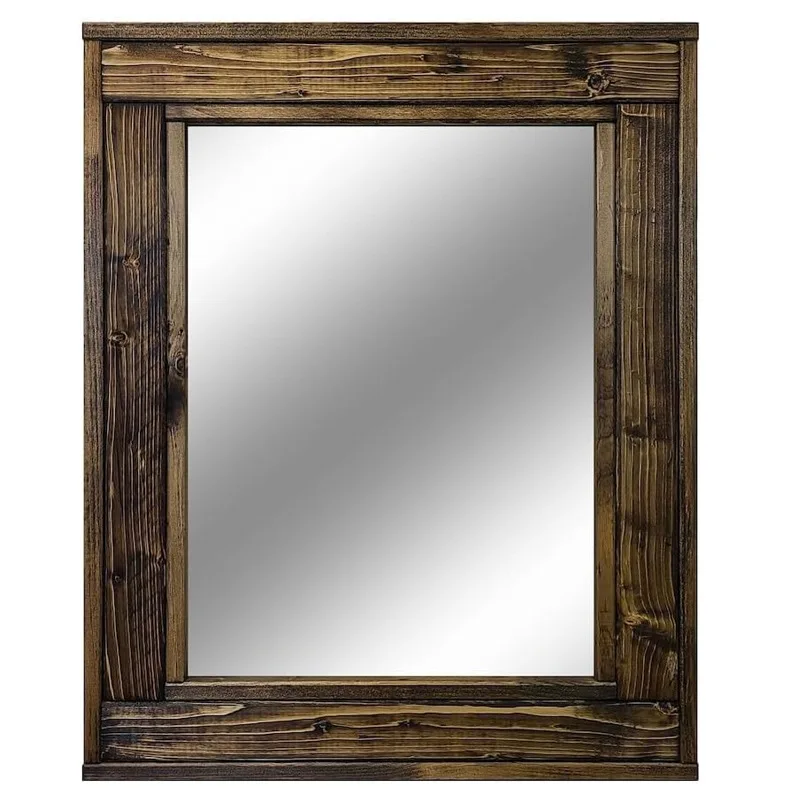 

*American retro solid wood rectangular bathroom mirror wall-mounted hotel homestay decorative wall-mounted mirror