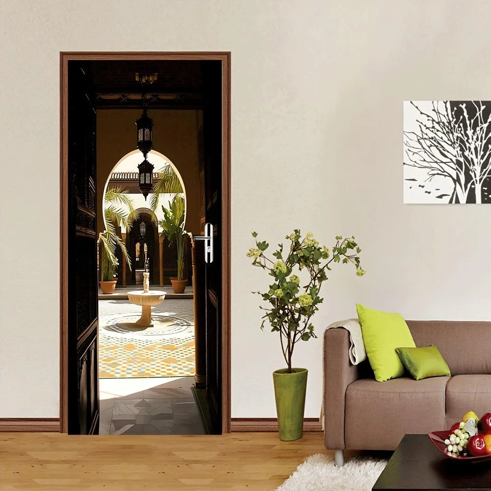 2pcs Moroccan style arch wall stickers, living room entrance decoration stickers, three-dimensional corridor background wall sti