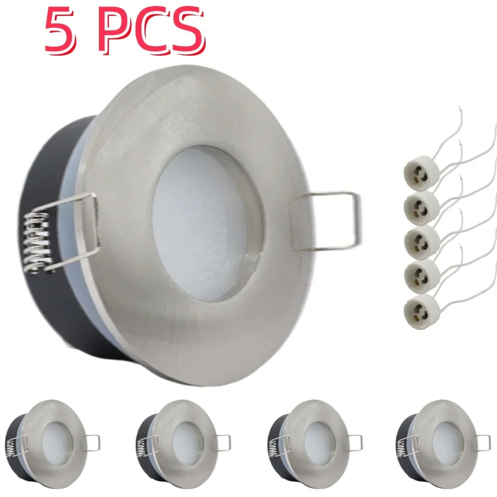 

5pcs Satin Nickel Recessed LED Ceiling Downlight Mounted Frame Detachable GU10/MR16 Socket Spotlight Lamp Holder Fitting Fixture