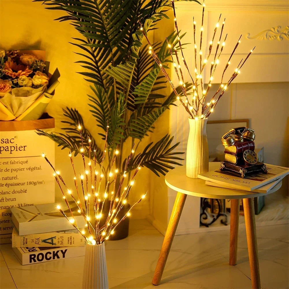 1pc Artificial LED Branch Light Battery Operated Lighted Branches Vase Filler Romantic Party Christmas Decoration Warm White