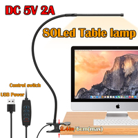 LED Desk Lamp Bedside Bed 360°Folding Clamp Reading Stand Adjustable Lampara USB Powered Eye Protection Table Light For Bedroom