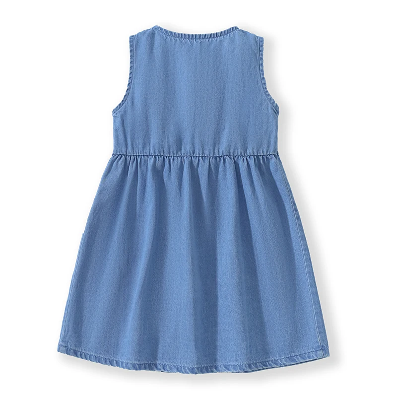 Little maven Girls Denim Sleeveless Dress Unicorn Appliques Children Clothing Summer for Kids Clothes Baby Girls Party Dresses