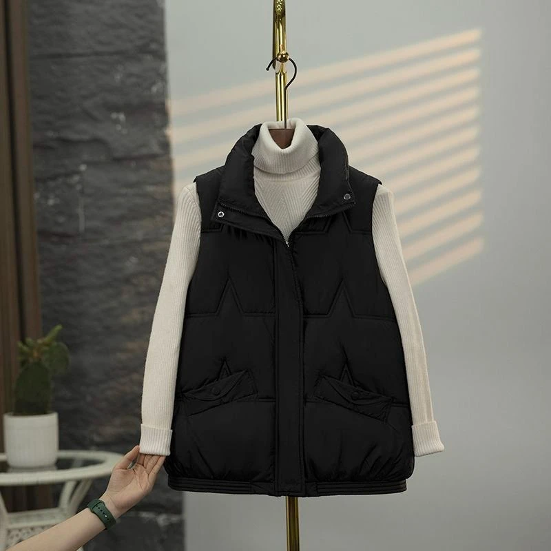 2025 New Women's Short Down Jacket Vest Autumn Winter Casual Loose Fitting Outerwear with Hood