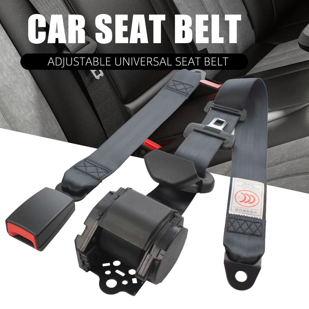 

1PCS Universal Black 3 Point Car Seat Belts Safety Belt Extender Extension Buckle Adujstable Shoulder Seatbelt Fits Most Car Bus