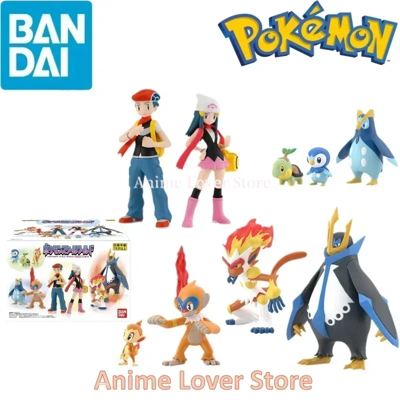 

Bandai Original Scale World POKEMON Sinnoh Turtwig Piplup Empoleon Chimchar Infernape Lucas Dawn Anime Figure Toys for Kids Gift