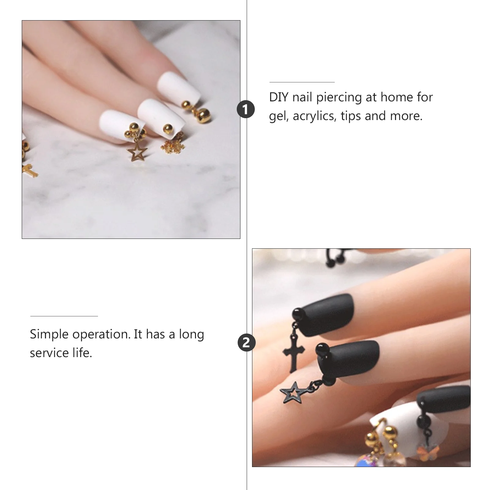 2 個ドリルダングルピアスツール金属ネイルハンドドリルアクセサリージュエリーデバイスチャーム