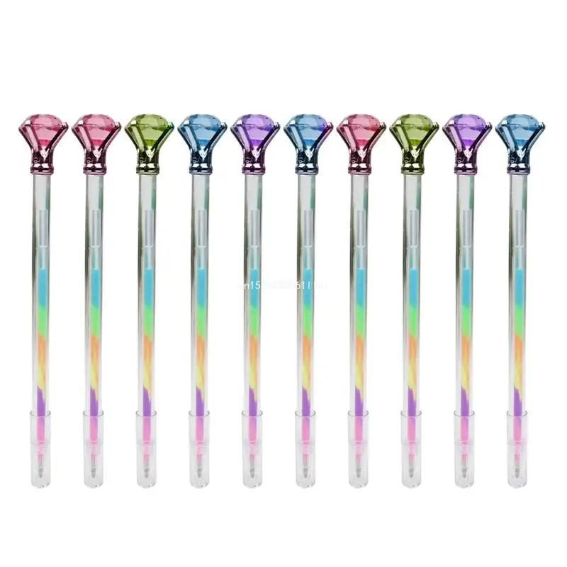 10 Pcs Neons Gel Pen Colorful Rainbow Pen Big Diamonds Pen Glitter Gel Pen Dropship