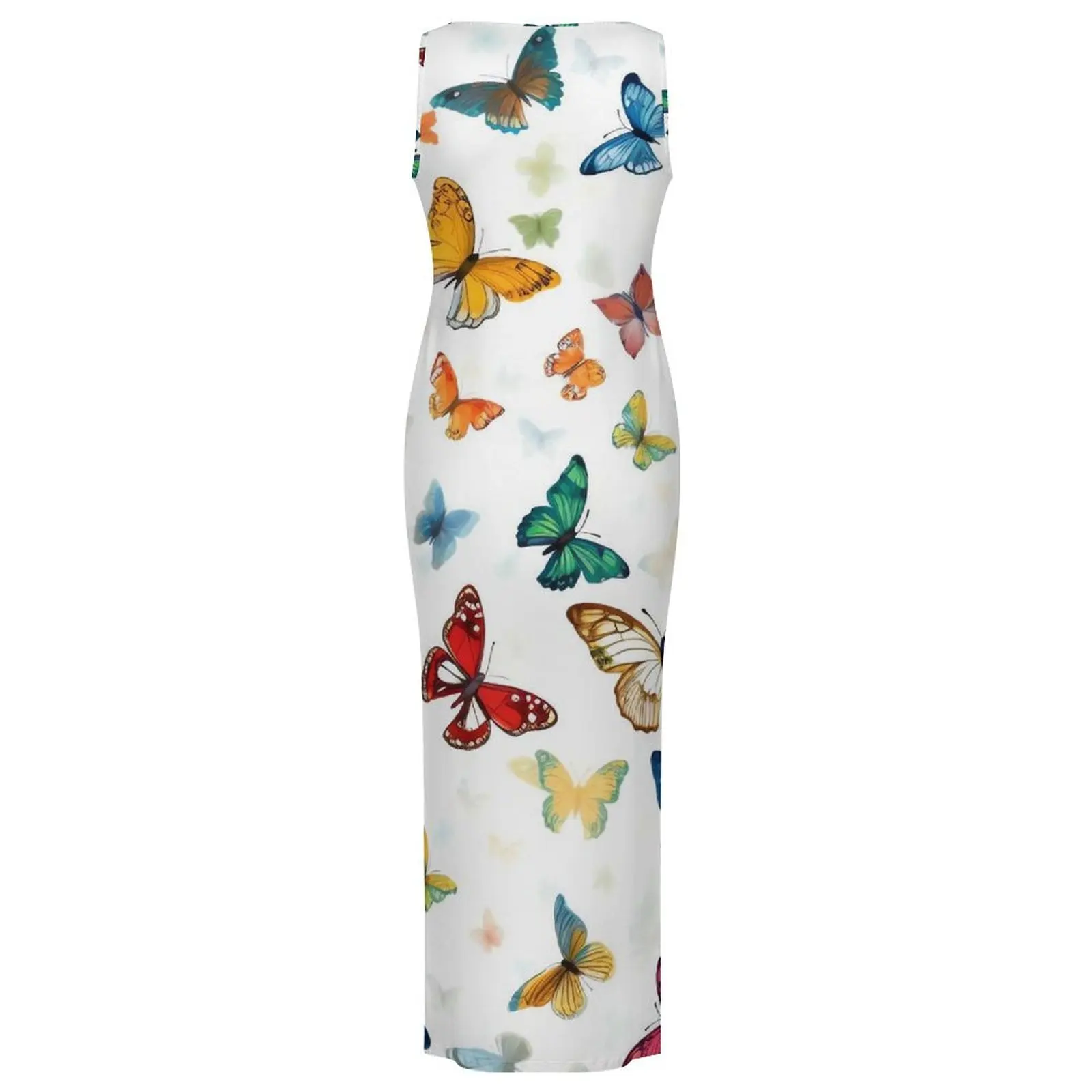 اللون الفراشات Bodycon فستان الربيع الحيوان طباعة خمر فساتين ماكسي الإناث أكمام مخصص DIY Y2K فساتين راقية حجم كبير