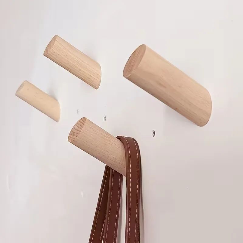 1-10 Stück Massivholz-Wandhaken aus Buche für Eingangsbereich, Mantel- und Huthalter ohne Bohren, konisches Design, Aufbewahrungszubehör für den Hauseingang