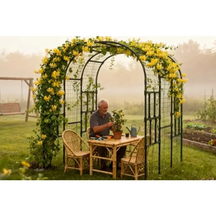 Garden Arch Trellis 118 x 79 x 87 Extra Large Garden Trellis for Clim Plants Outdoor Tall Archway Plant Support Garden Gazebo O