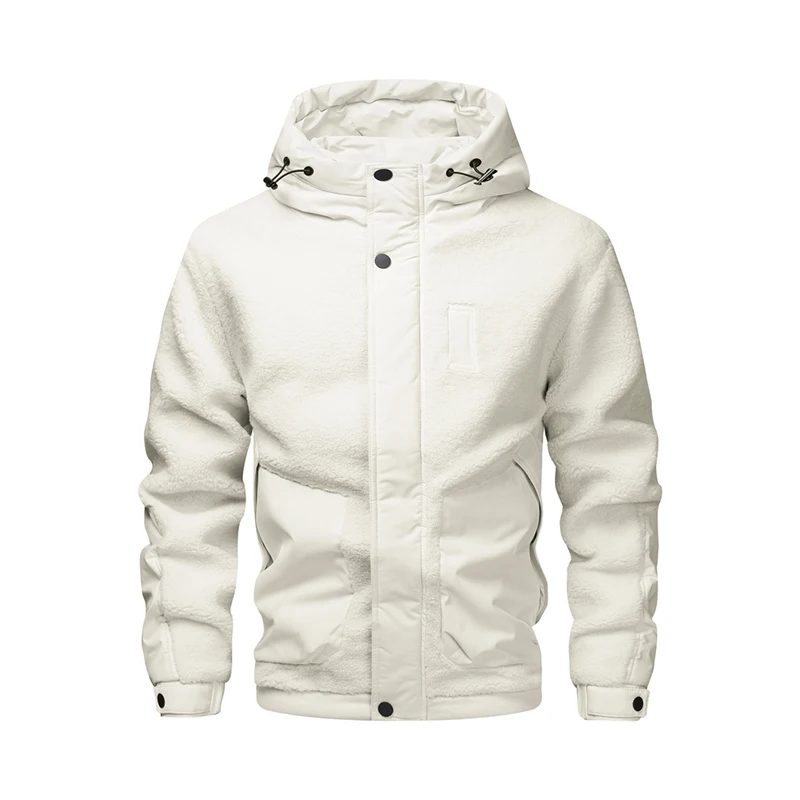 Outdoor cycling sports camping casual trendy loose men's fashion travel business windproof and warm lambskin cotton jacket 2026