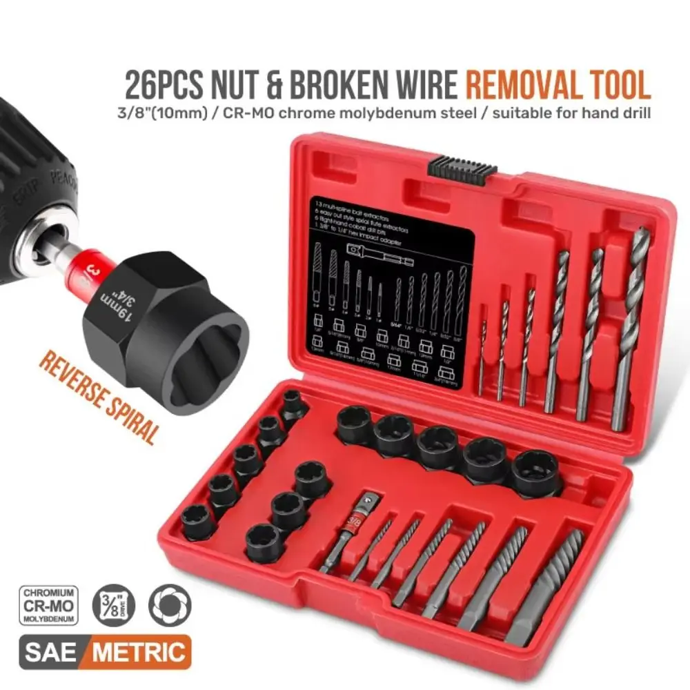 

High-grade Steel Hex Adapter Quickly Extract Broken Bolts Efficient Screw Extractor Anti Slip Sturdy Broken Bolt Remover Tools