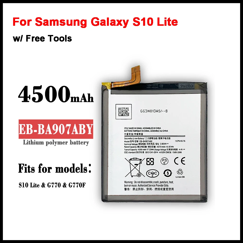 Replacement Battery EB-BA907ABY For Samsung Galaxy S10 Lite Replacement Phone Battery 4500mAh With Free Tools