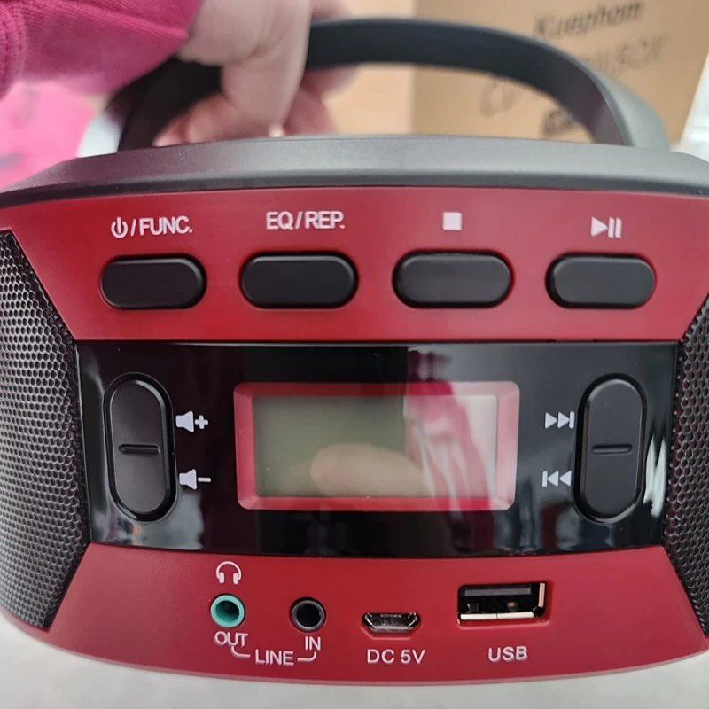 Reproductor de CD Combo de reproductor de casetes Boombox con BT, Radio FM, sonido estéreo con unidad AUX/USB Altavoces Bluetooth multifuncionales