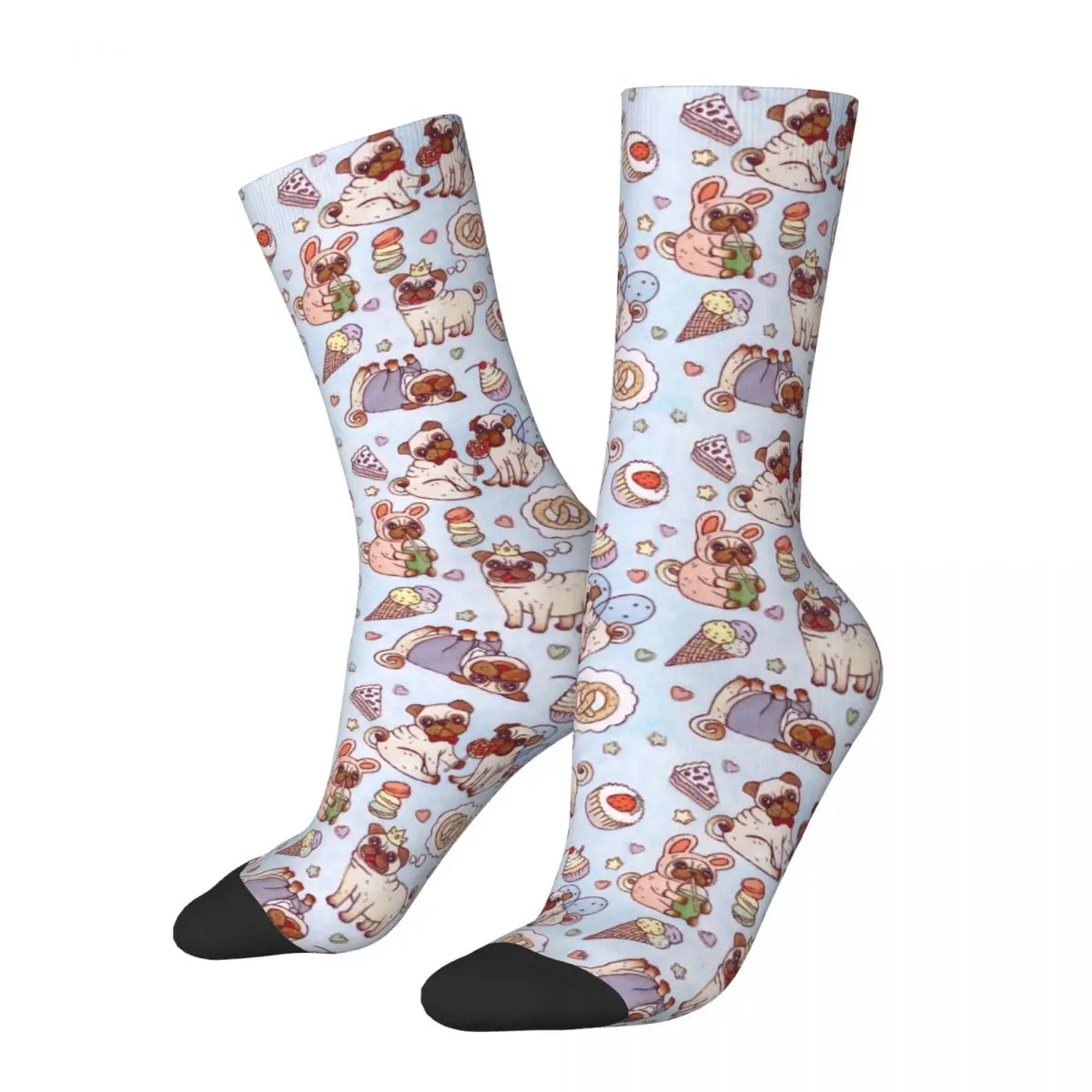 Crazy Sock for Men Ice Cream Doughnut Dog Gentle And Quiet Be Clever And Sensible Seamless Pattern Printed Boys Crew Sock Casual