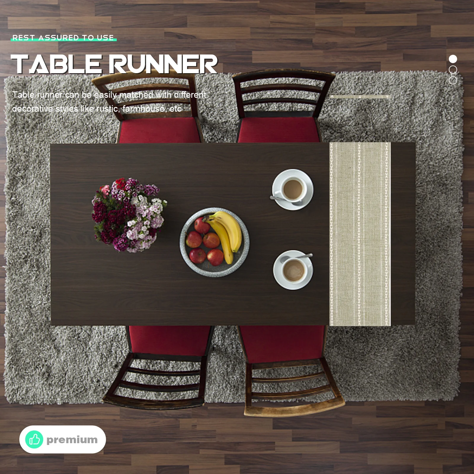 

Retro Style Table Runner with Fringe Elegant Long Cover for Buffet Table Decor Picnic Dinner Party Fall Celebration Events