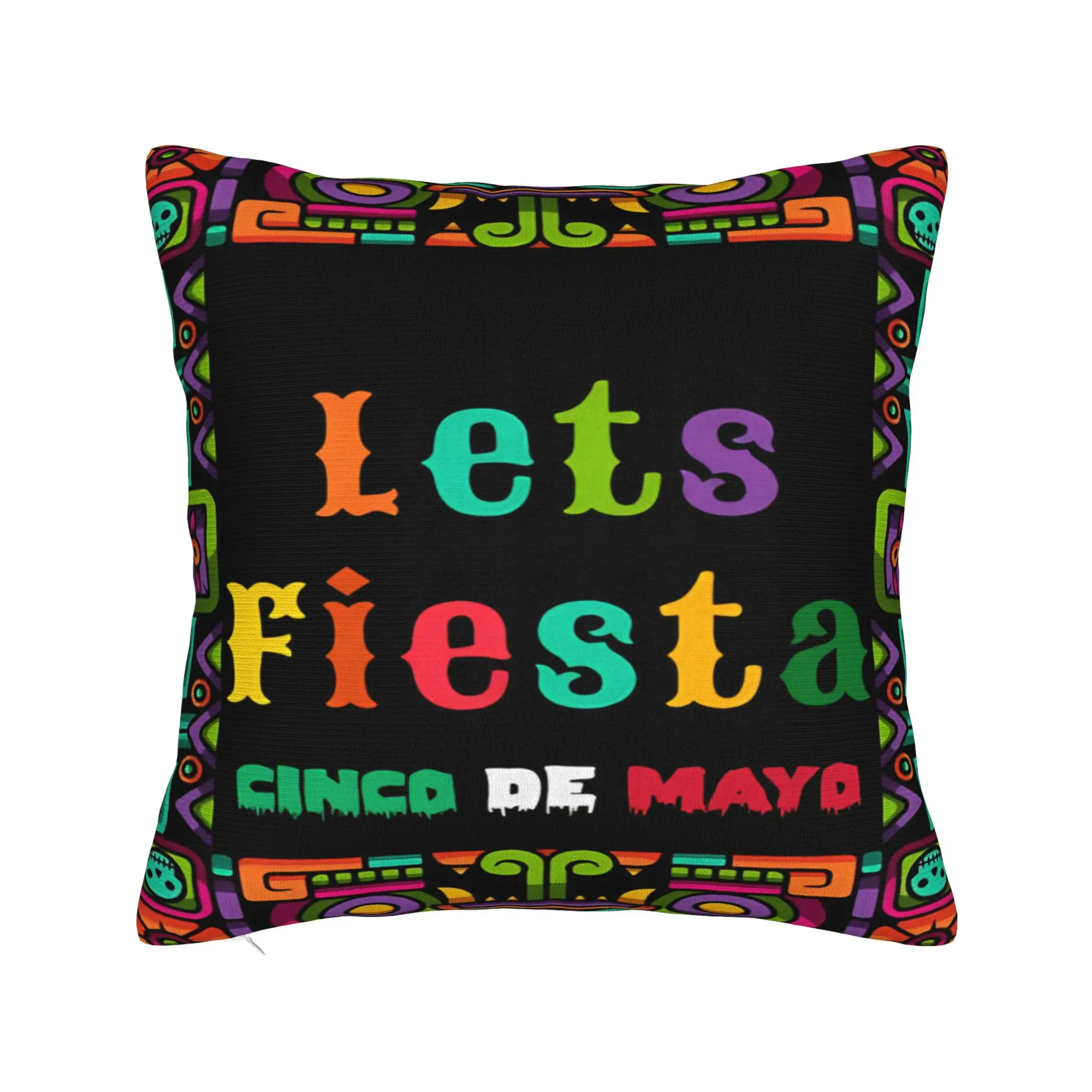 Let's FIESTA Party Printed Pillow Cover Mexican Amigo Cinco De Mayo Sombrero Morden Pillow Case For Living Room Sofa Soft Gift