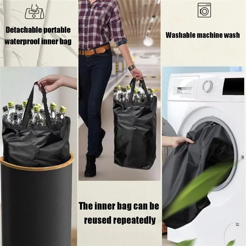 CYCLI-Recycling Bins For Kitchen With 1 Removeable Reusable Inner Bags For Bottles Cans Glass Plastice Cartons