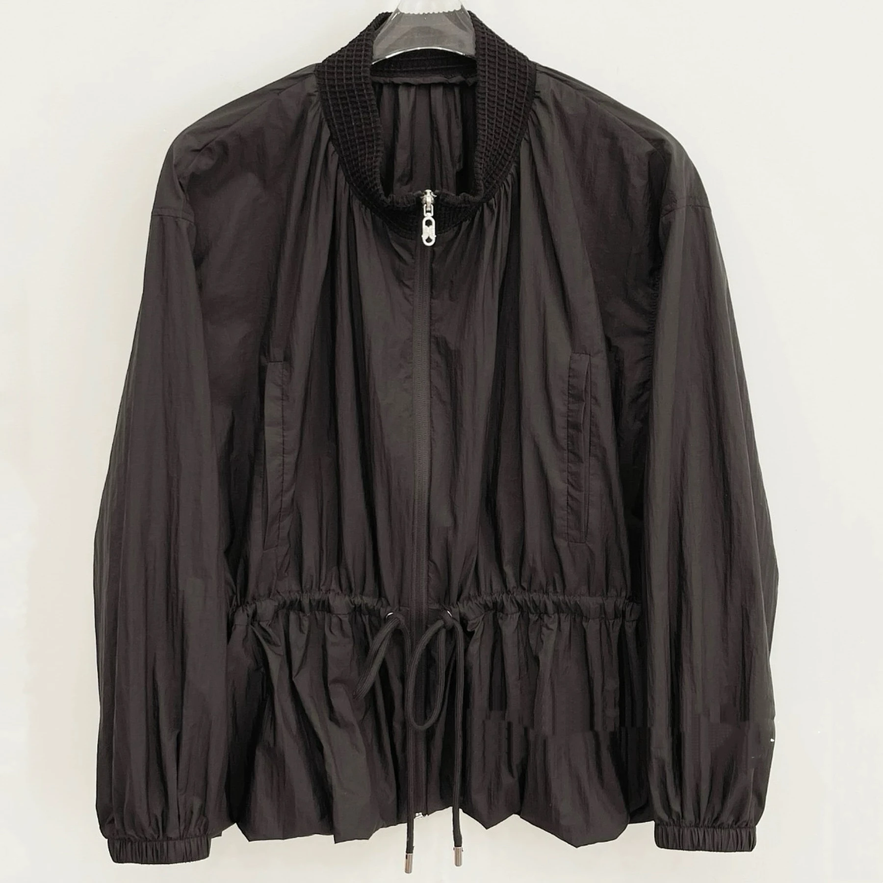 

Casual Versatile Lemon Cheese Jaet Dstring Collar Pleated ort Outerwear Top Commute Loose Fit Long Sve Zipper Pure ...