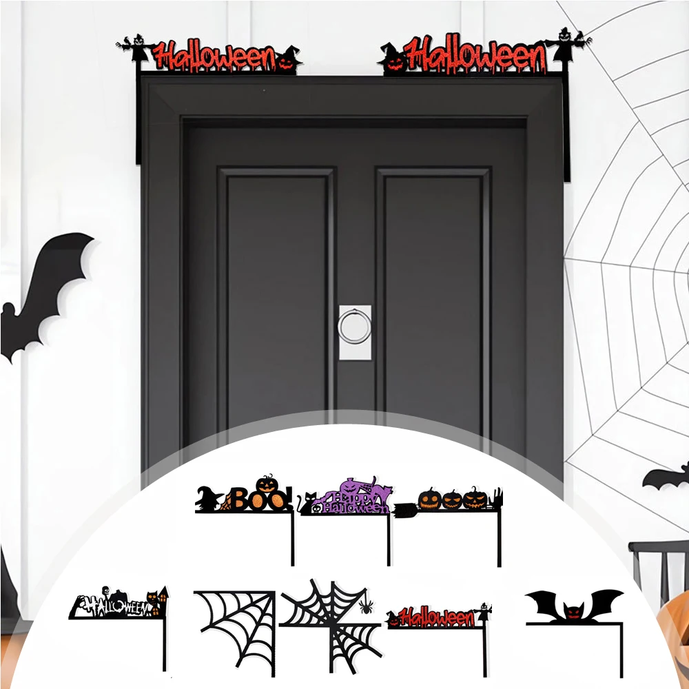 

1pair Halloween Bats Pumpkins Spider Webs Window Corner Stickers Door Frame Ornament Halloween Home DIY Decoration