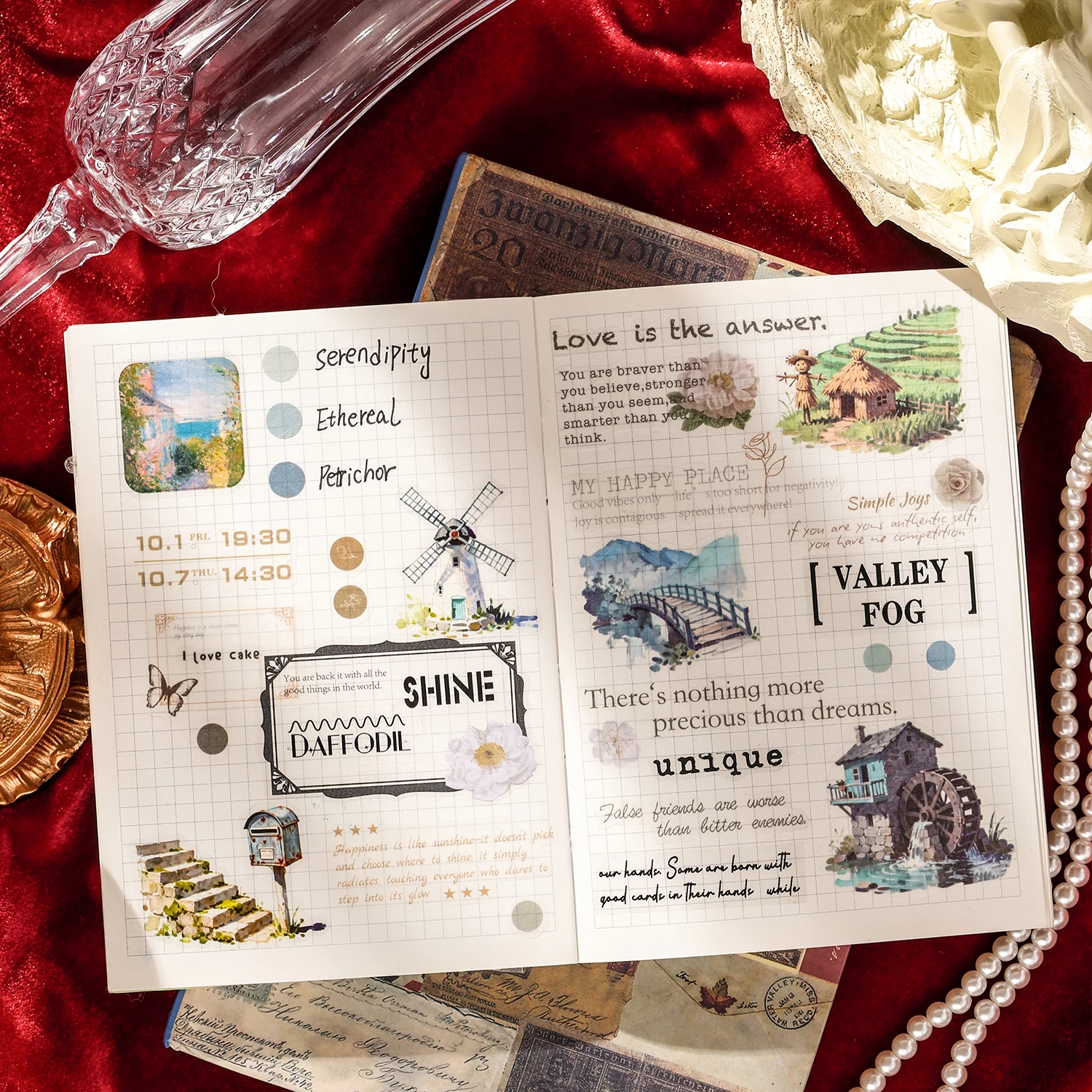 Journal GO Collage Junk Journal Gift Box Scrapbook Material Pack Includes Material Paper Stickers Masking Tape Planner Accessory
