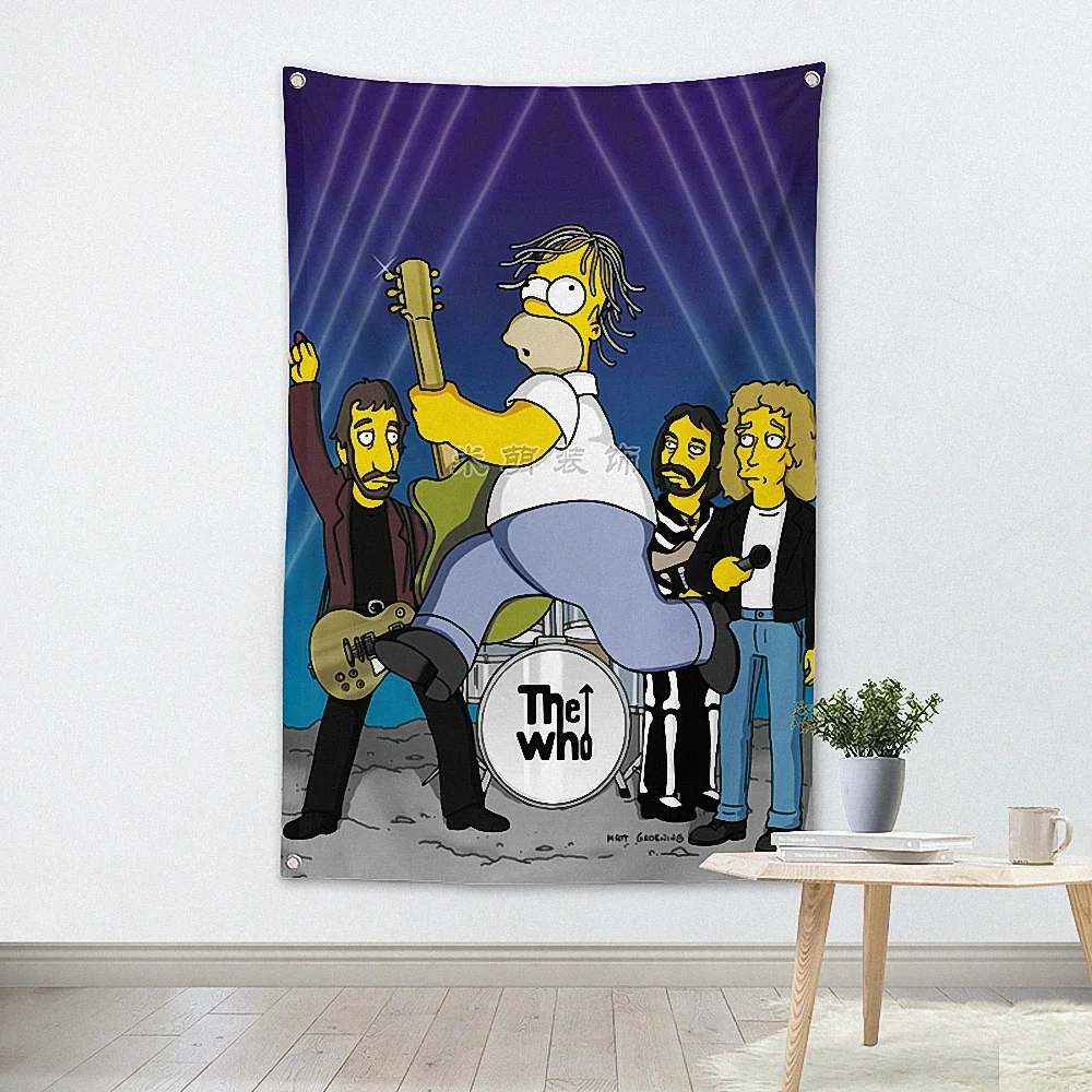 Music Theme Four Holes Wall Hanging Pop Rock Band Signboard Flag & Banner Rock Music Stickers Canvas Painting Tapestry Wall Art