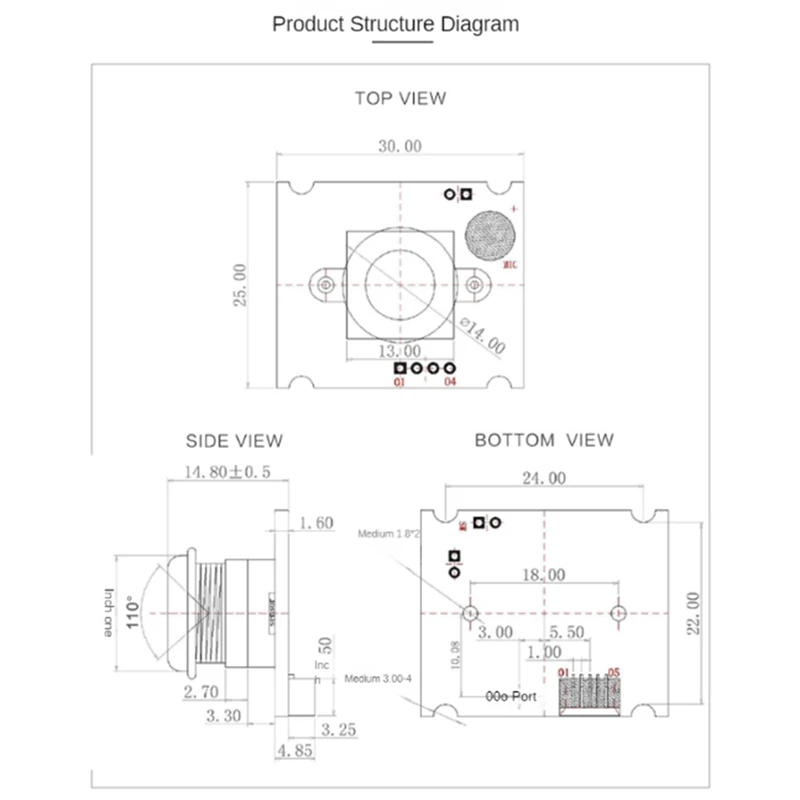 OV3660 Módulo de Câmera USB, 3 Milhões de Pixels, 1080P, Visão de 110 Graus, PCB, Linux, YUY2, Foco Manual para Windows, Mac, Android, 1 Pc