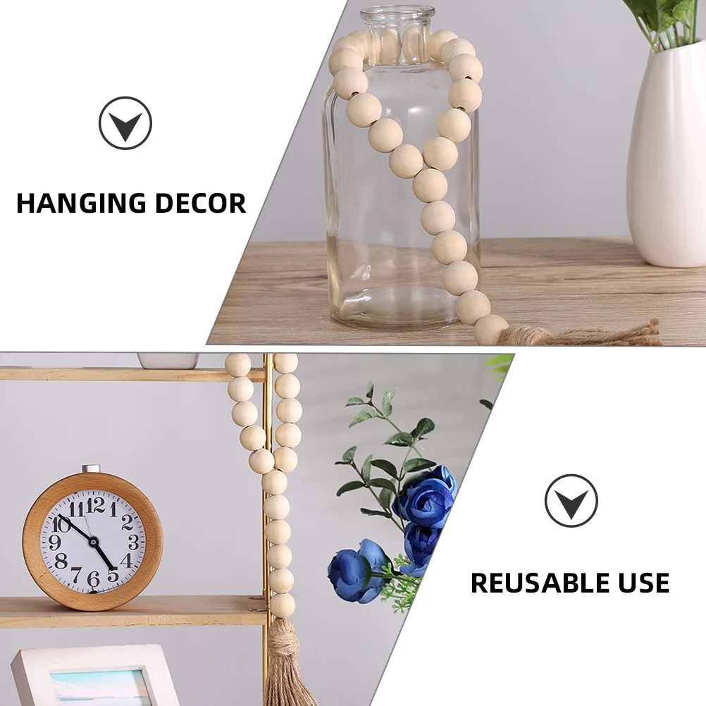 

6pcs Wooden Bead Tassel Decoration Hanging Beaded nament Vintage Bohemian Home Holiday Wall Door Window Nursery Coffee Bar