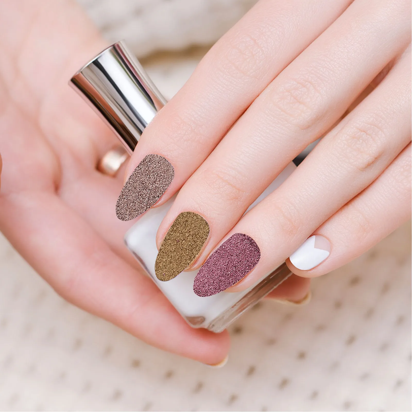 

4 Colors Solid-State Mirror Powder for Nails Holographic Sparkly Glitter Dip Powder Nail Art Decoration Reflective Metallic