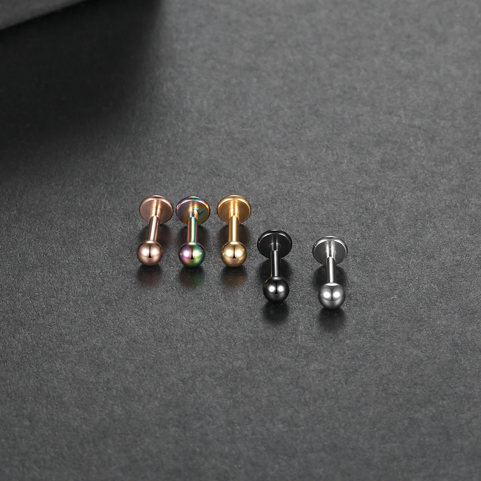 1PC G23 Titanium Labret Piercing Rings External & Internal Thread Ear Helix Tragus Earrings Piercing Body Jewelry