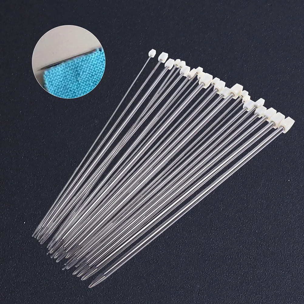 11Pairs Straight Single Pointed Knitting Needles 36Cm Stainless Steel 2.0-8.0mm Ultra Smooth Lightweight Ergonomic Weaving